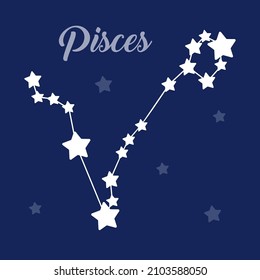 Pisces sign constellation vector icon on dark background