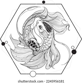 Pisces signieren Design, Vektorgrafik.