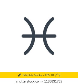 Pisces sign Icon / Vector Set - In Line / Stroke Design