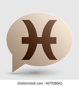 Pisces sign illustration. Brown gradient icon on bubble with shadow.