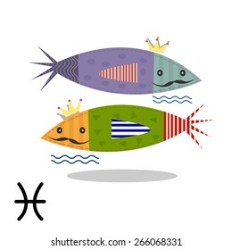 Pisces Sign Illustration, Vector 