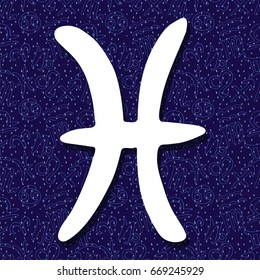 Pisces Sign On Zodiac Background