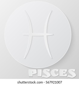 Pisces sign. Paper style icon. vector