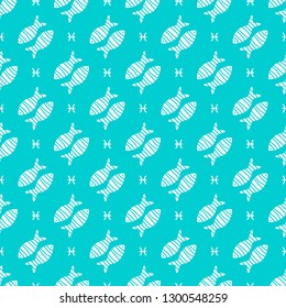 Pisces sign vector zodiac seamless pattern background.
