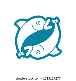 Pisces sign of zodiac symbol isolated. Vector illustration.
