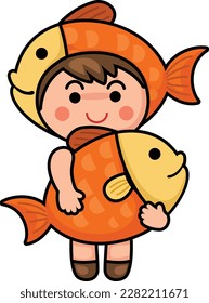 Pisces sign zodiac vector illustration of the children
