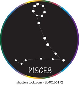 Pisces Star Karte auf schwarzem Hintergrund, Horoskop 