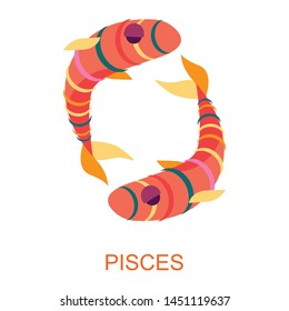 Pisces star sign with different colors on white background. Vector horoscope zodiac star icon.Vector astrology sign.