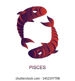 Pisces star sign with different colors on white background. Vector horoscope zodiac star icon.Vector astrology sign.