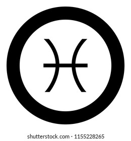 Pisces symbol zodiac icon black color in round circle