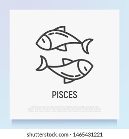 Pisces thin line icon. Modern vector illustration of astrological sign or logo for fish restaurant.