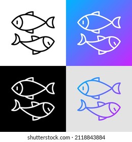 Pisces thin line icon. Modern vector illustration of astrological sign or logo for fish restaurant.
