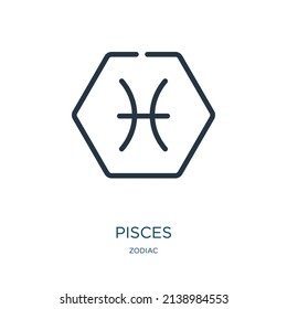 pisces thin line icon. sagittarius, gemini linear icons from zodiac concept isolated outline sign. Vector illustration symbol element for web design and apps.