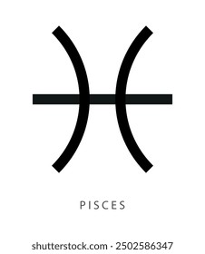 Piscis, duodécimo signo astrológico del zodíaco, símbolo minimalista de la Ilustración vectorial de pescado