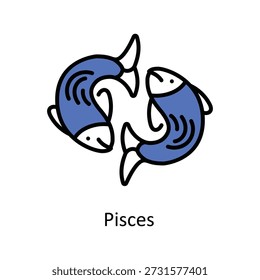Vector de Piscis Relleno Iconos de contorno estilo Ilustración. Archivo EPS 10