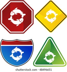 Pisces web button isolated on a background