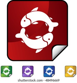 Pisces web button isolated on a background