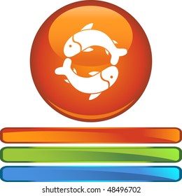 Pisces web button isolated on a background