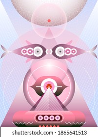Pisces Zodiac astrological sign abstract modern art vector illustration. Fish astrological symbol.	