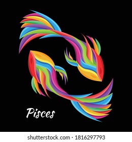 pisces zodiac character illustration with colorful drawing style. for printing t-shirts, poster and mechandise. vector wpap eps10
