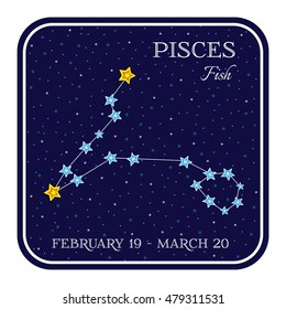 Pisces zodiac constellation in square frame