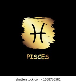 pisces zodiac gold icon vector