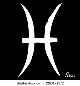 Pisces zodiac horoscope hand drawing sign for mystic  occult  palmistry and witchcraft alchemy. Vector. 