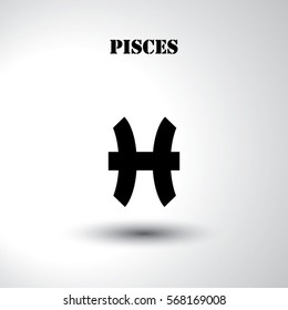 Pisces zodiac horoscope sign flat icon illustration