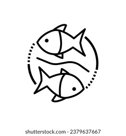 Pisces Zodiac Icon Vector Design.