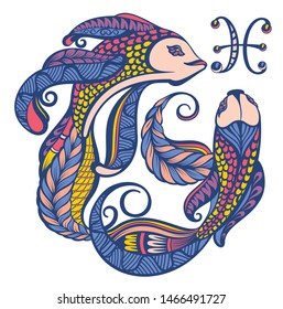 Pisces. Zodiac sign. Astrological, horoscope symbol