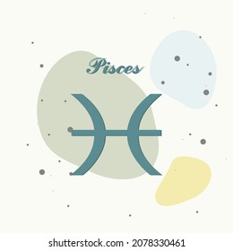 Pisces zodiac sign. Astrological symbol  on multicolored background. Layers grouped for easy editing illustration. For your design.