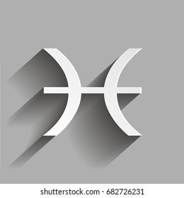 Pisces zodiac sign. Astrological symbol. Vector icon with shadow
