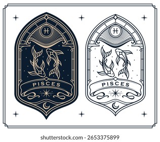 
cartazes do zodíaco de pisces astrology cards set , horóscopo, tarô, cartomante. Vintage ilustração mística esboço desenho da mão, modelos de horóscopo esotérico mágico para cartaz de impressão de parede
