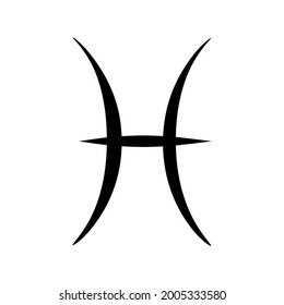 pisces zodiac sign, astrology icon outline