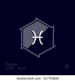 Pisces zodiac sign. Astrology symbol vector illustration.