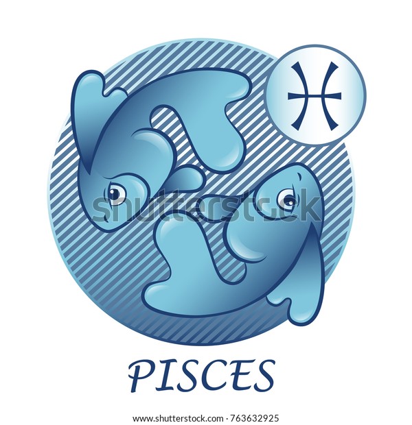 Pisces Zodiac Sign Cartoon Style Icon Stock Vector (Royalty Free) 763632925