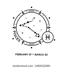 Pisces zodiac sign. Celestial constellation