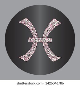 Pisces zodiac sign graphic design. Horoscope vector illustration. Astrological hand drawn collection. Magic symbol in geometrical modern style.
