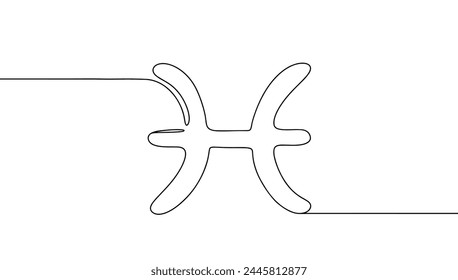 Pisces zodiac sign hand drawn. Continuous line drawing for different uses.