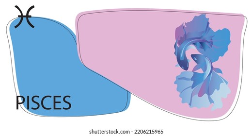 Pisces zodiac sign. Horoscope. Illustration for social networks.