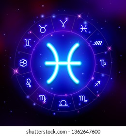 Pisces zodiac sign, horoscope symbol, vector illustration