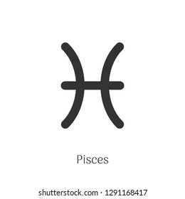 Pisces zodiac sign isolated on white background. Star sign for astrology horoscope. Zodiac line stylized symbol. Astrological calendar pictogram, horoscope constellation vector illustration.