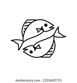 Pisces zodiac sign logo icon isolated horoscope symbol vector illustration