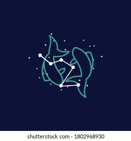 Pisces zodiac sign logo. vector illustration. 