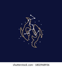 Pisces zodiac sign logo. vector illustration. 