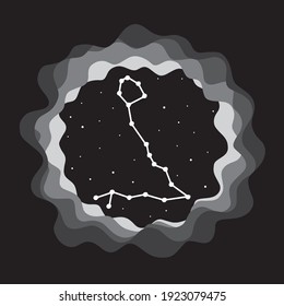 Pisces zodiac sign on white background. Horoscope basis black and white