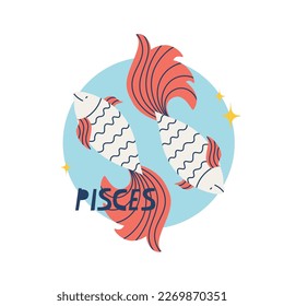 Pisces zodiac sign. The twelfth symbol of the horoscope. Astrological sign of those born in March. Vector illustration for design.