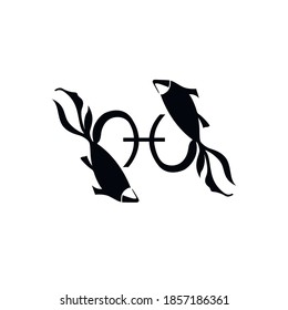 pisces zodiac sign vector astrology symbol black on white