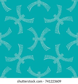 Pisces zodiac sign. Vector hand drawn horoscope pattern. Astrological seamless background.