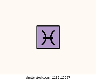 Pisces zodiac sign vector icon. Isolated Fish horoscope sign flat emoji, emoticon symbol - Vector svg